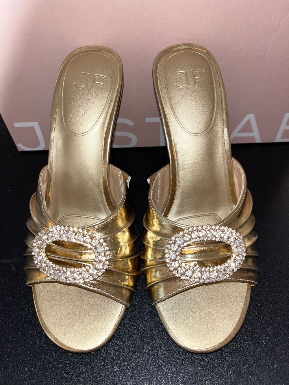 Gold Embellished Slide Sandals